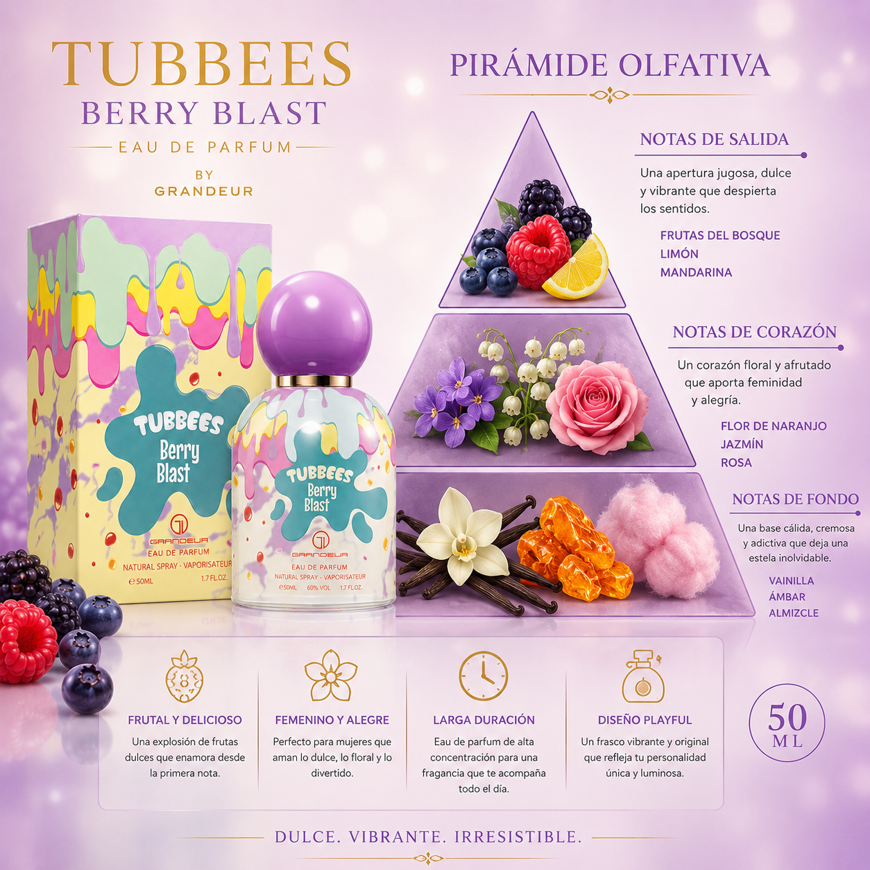 Tubbees Berry Blast by Grandeur 1.7 Oz EDP