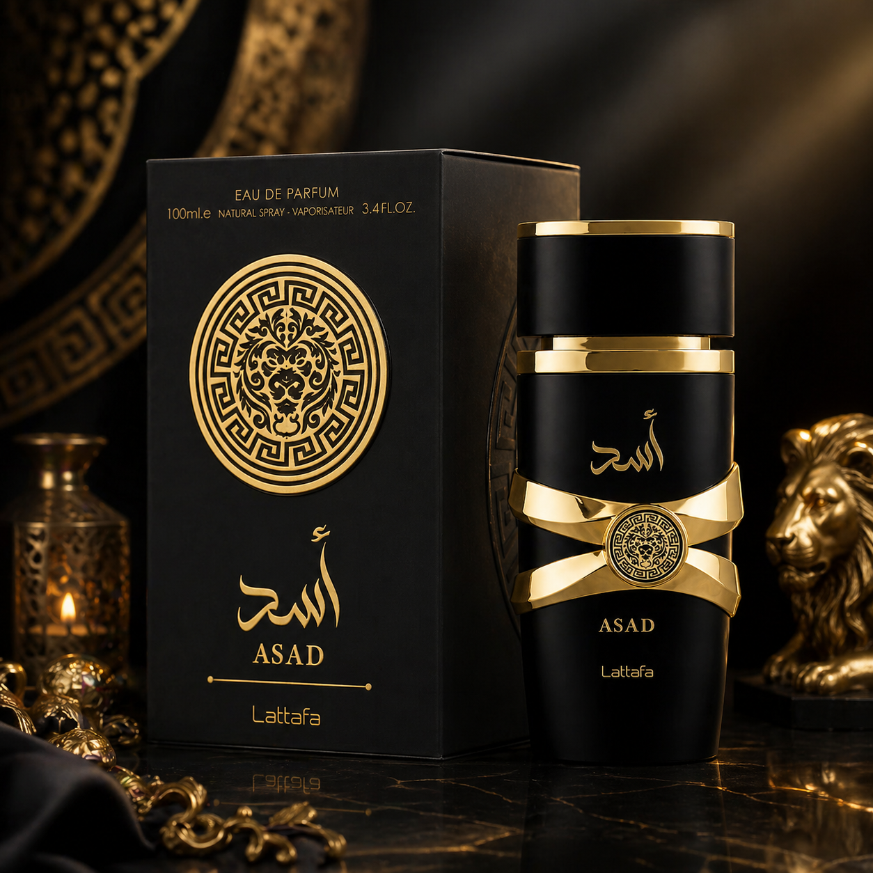 Lattafa Asad - Eau de Parfum para Hombre, 100 ml (3.4 oz)